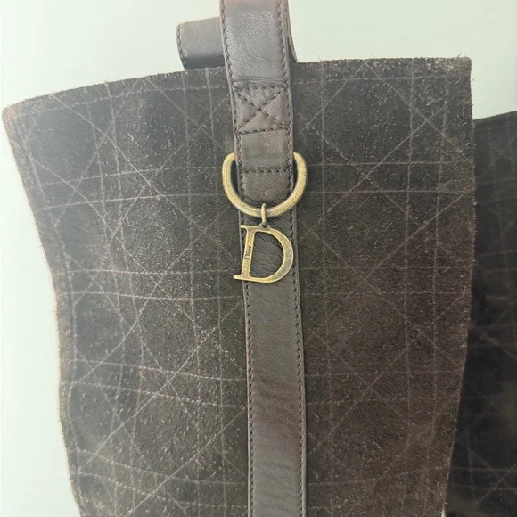 Christian Dior Brown Suede Knee-High Boots with Buckle Detail | Size 6 - Picture 3 of 7